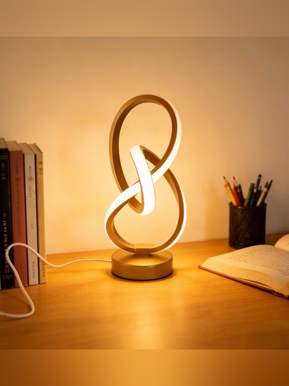 Modern Spiral USB Desk Lamp - 3 Color Modes, Adjustable LightingStylish